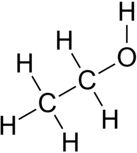 Structural formula of ethanol